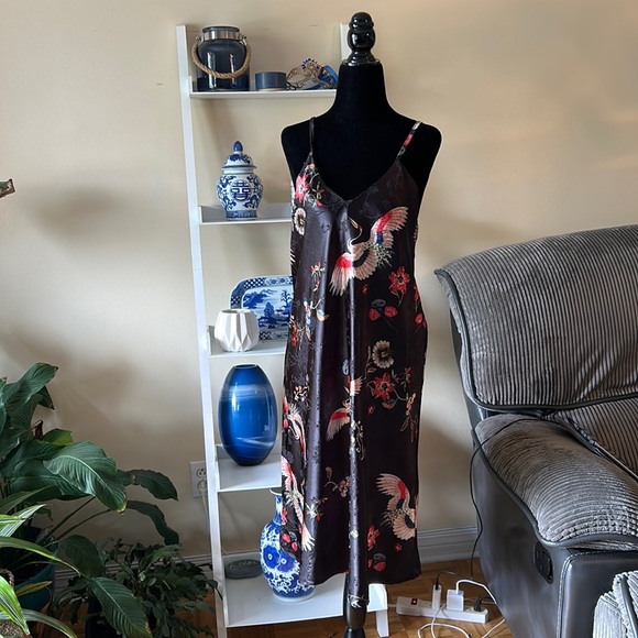 ANGELA MARA floral satin sleeveless dress size extra large - Picture 2 of 11